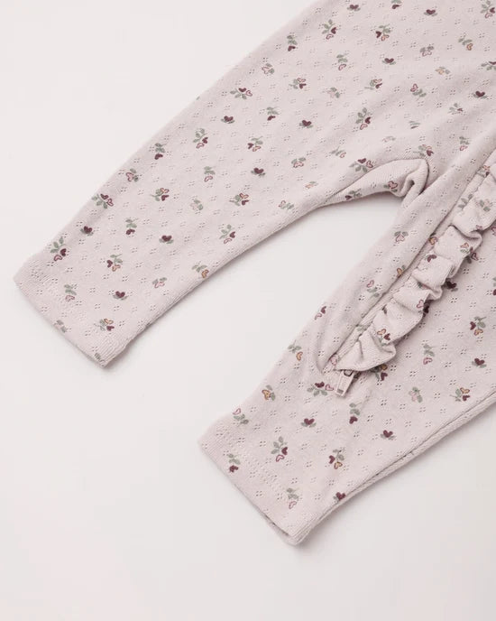 Ruffle Jumpsuit Heart Ditsy - Lilac | Quincy Mae