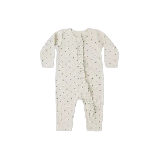 Ruffle Jumpsuit Blue Ditsy - Natural | Quincy Mae