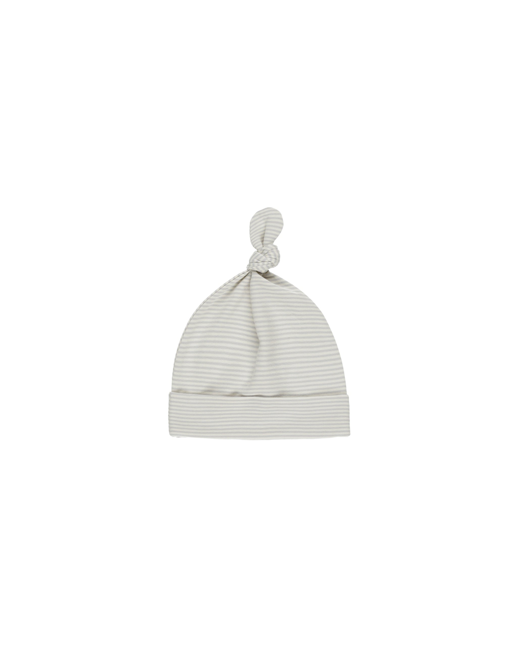 Knotted Baby Hat || Sky Micro Stripe | Quincy Mae