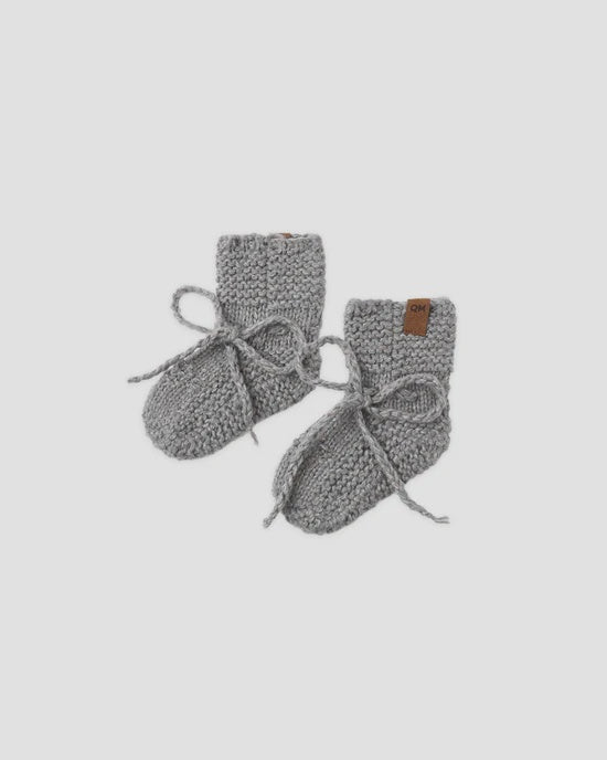 KNIT BOOTIES HEATHERED SLATE - SLATE | Quincy Mae