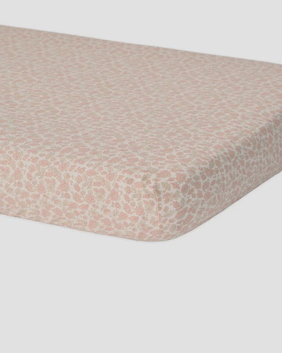 WOVEN CRIB SHEET PINK BLOSSOM - IVORY | Quincy Mae