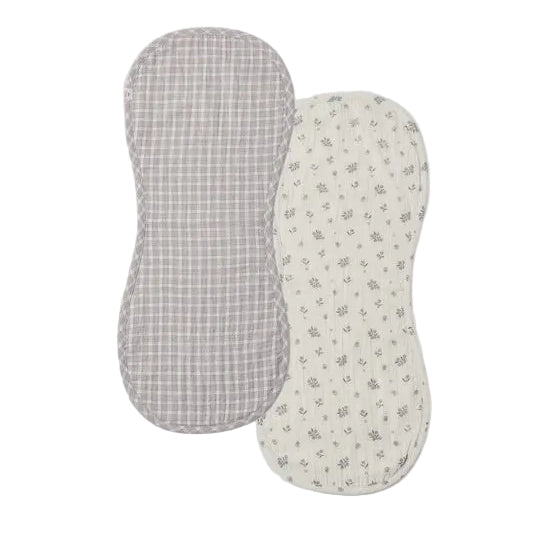 BURP CLOTH, 2 PACK WINTER BERRY, BLUE GINGHAM - CLOUD | Quincy Mae