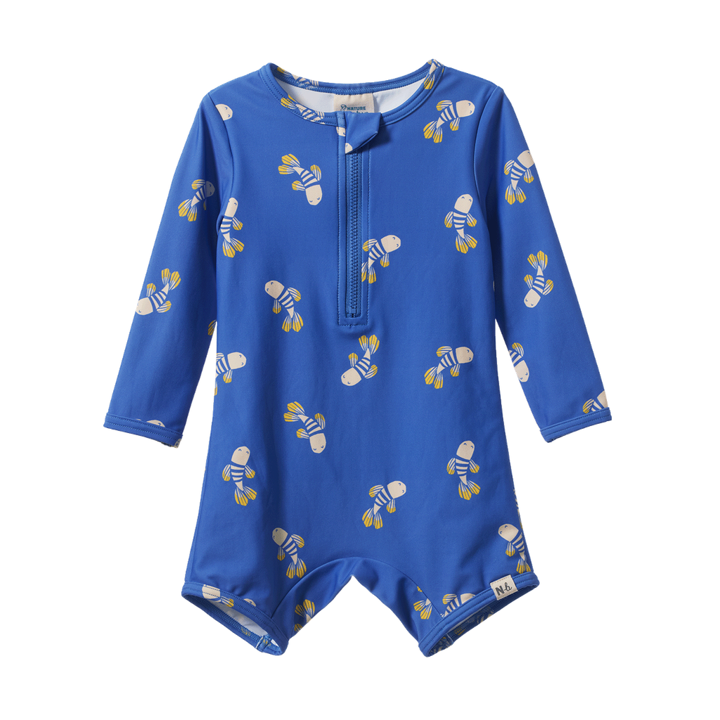 ONE PIECE BATHING TRUNKS - Fish Fable Blue Print | Nature Baby