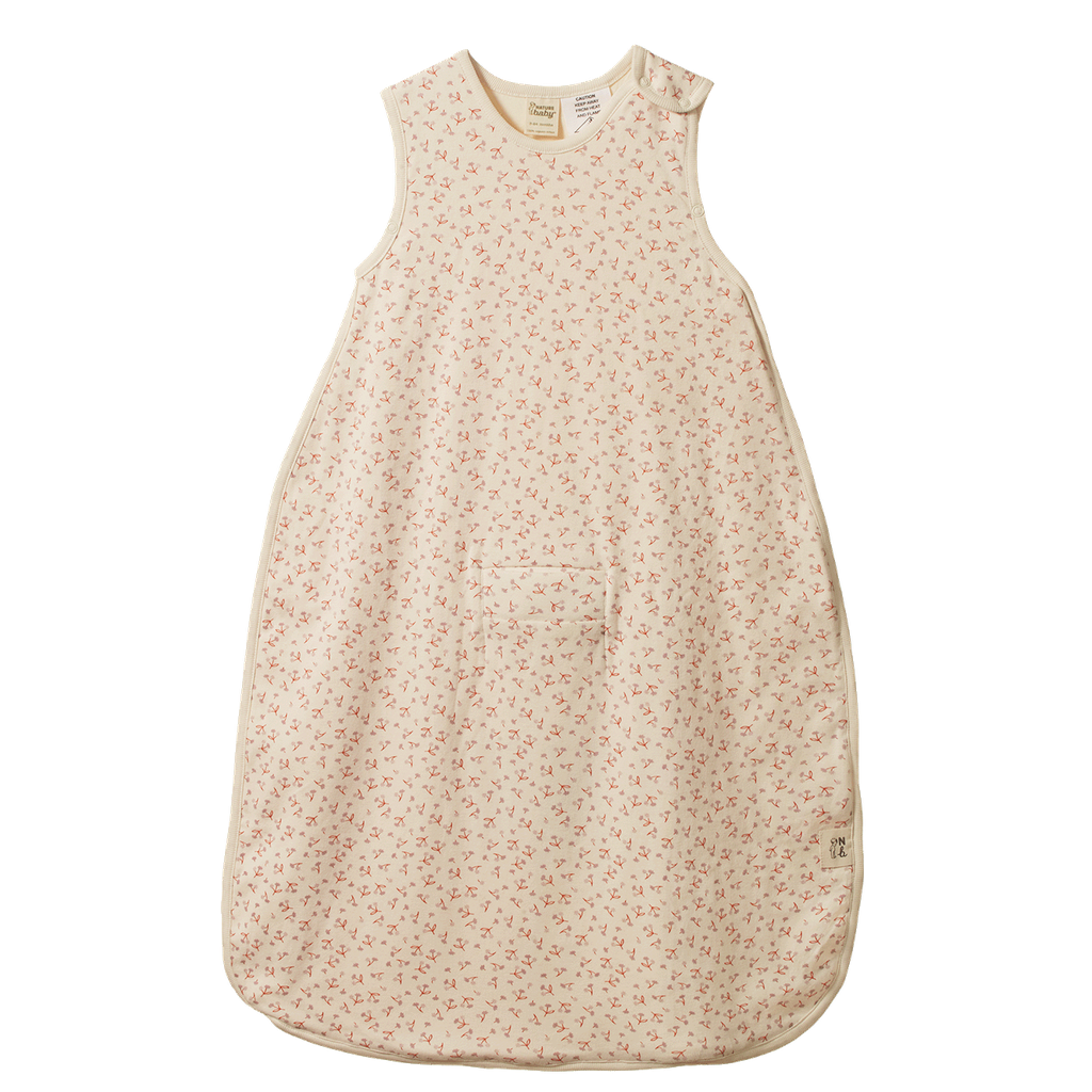 ORGANIC COTTON SLEEPING BAG - Dandelion Print - 3-24M | Nature Baby