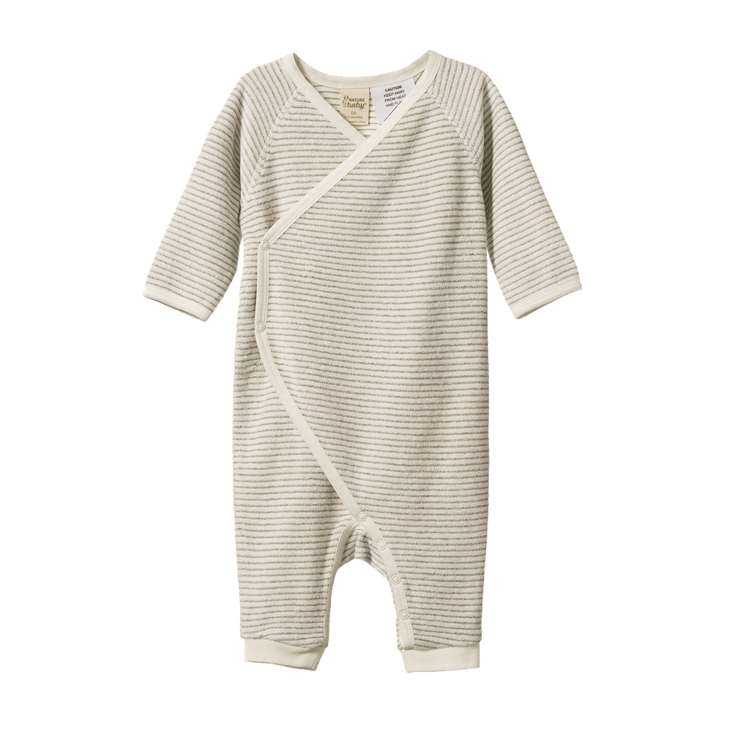 KIMONO STRETCH & GROW TERRY - Nettle Pinstripe | Nature Baby