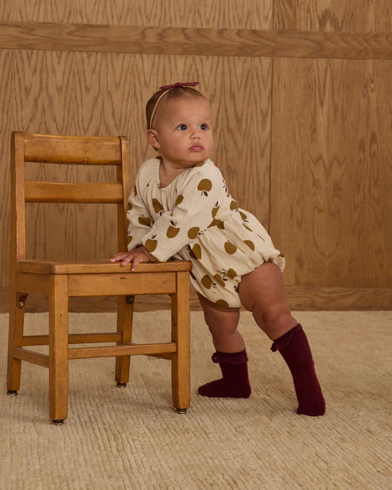 LONG SLEEVE BUBBLE ROMPER || GOLDEN APPLES | Rylee + Cru