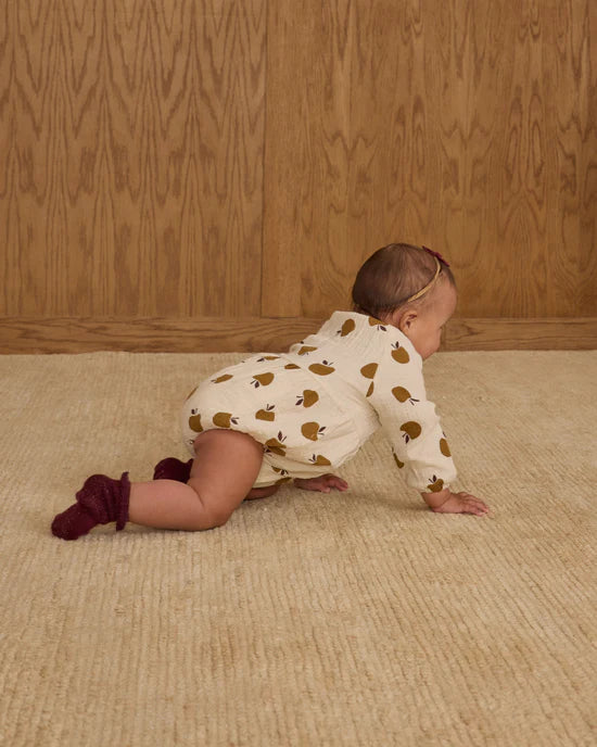 LONG SLEEVE BUBBLE ROMPER || GOLDEN APPLES | Rylee + Cru