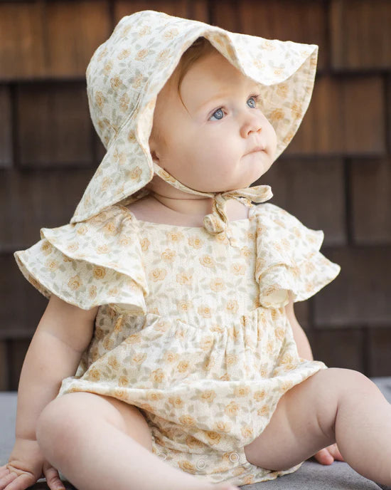 Roxy Romper - Yellow Floral - Ivory | Rylee + Cru