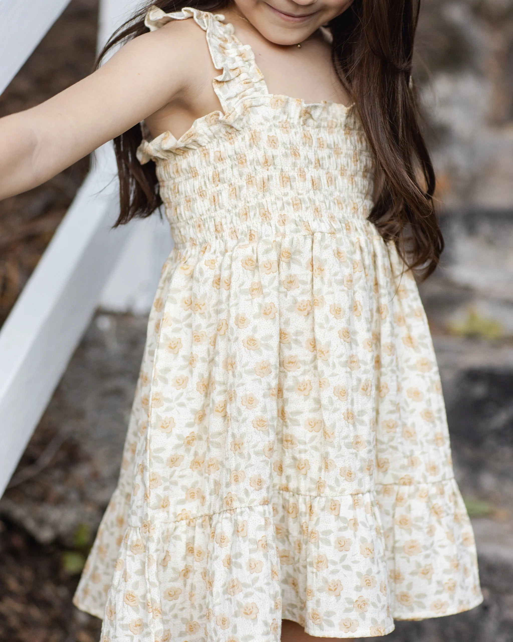 Sutton Dress - Yellow Floral - Ivory | Rylee + Cru
