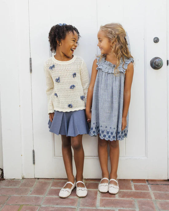 Crochet Knit Pullover - Bows - Natural | Rylee + Cru