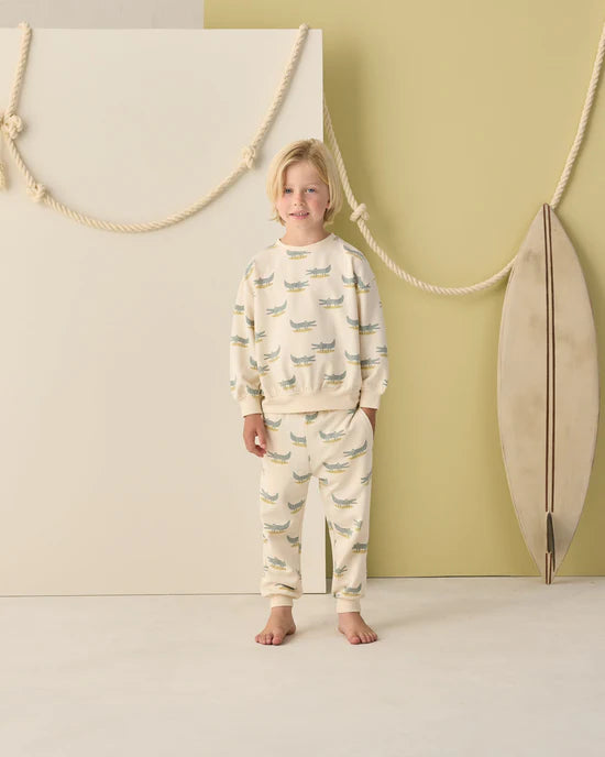 Relaxed Sweatshirt - Alligators - Natural | Rylee + Cru