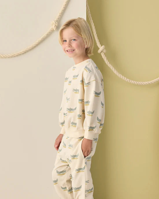 Relaxed Sweatshirt - Alligators - Natural | Rylee + Cru