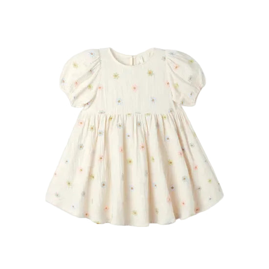 Marley Dress - Embroidered Daisies - Natural | Rylee + Cru