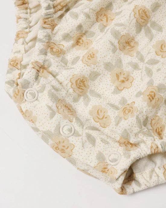 Roxy Romper - Yellow Floral - Ivory | Rylee + Cru