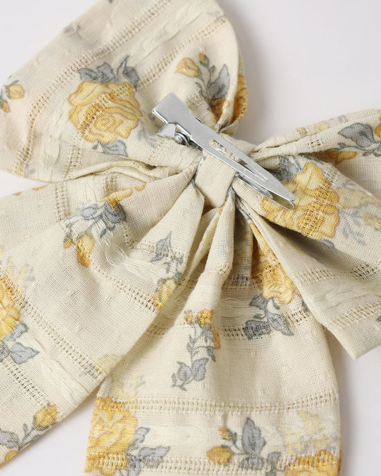 Oversized Bow || Lemon Ditsy Flower - Natural | Rylee + Cru