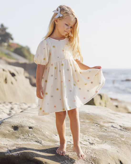 Marley Dress - Embroidered Daisies - Natural | Rylee + Cru