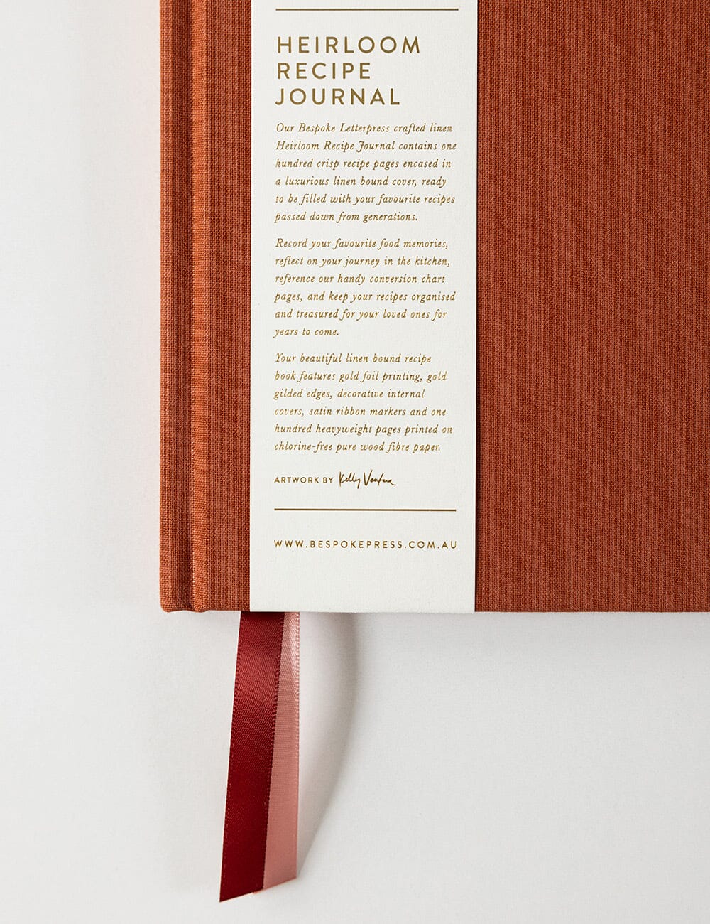 Heirloom Recipe Book Journal - Rust |Bespoke Letterpress