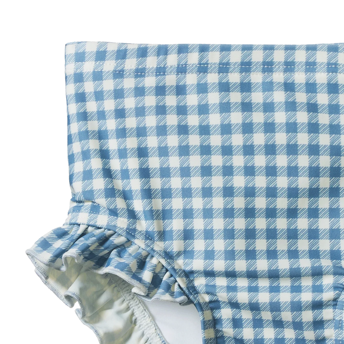 RUFFLE SWIM SHORTS - Blue Gingham | Nature Baby