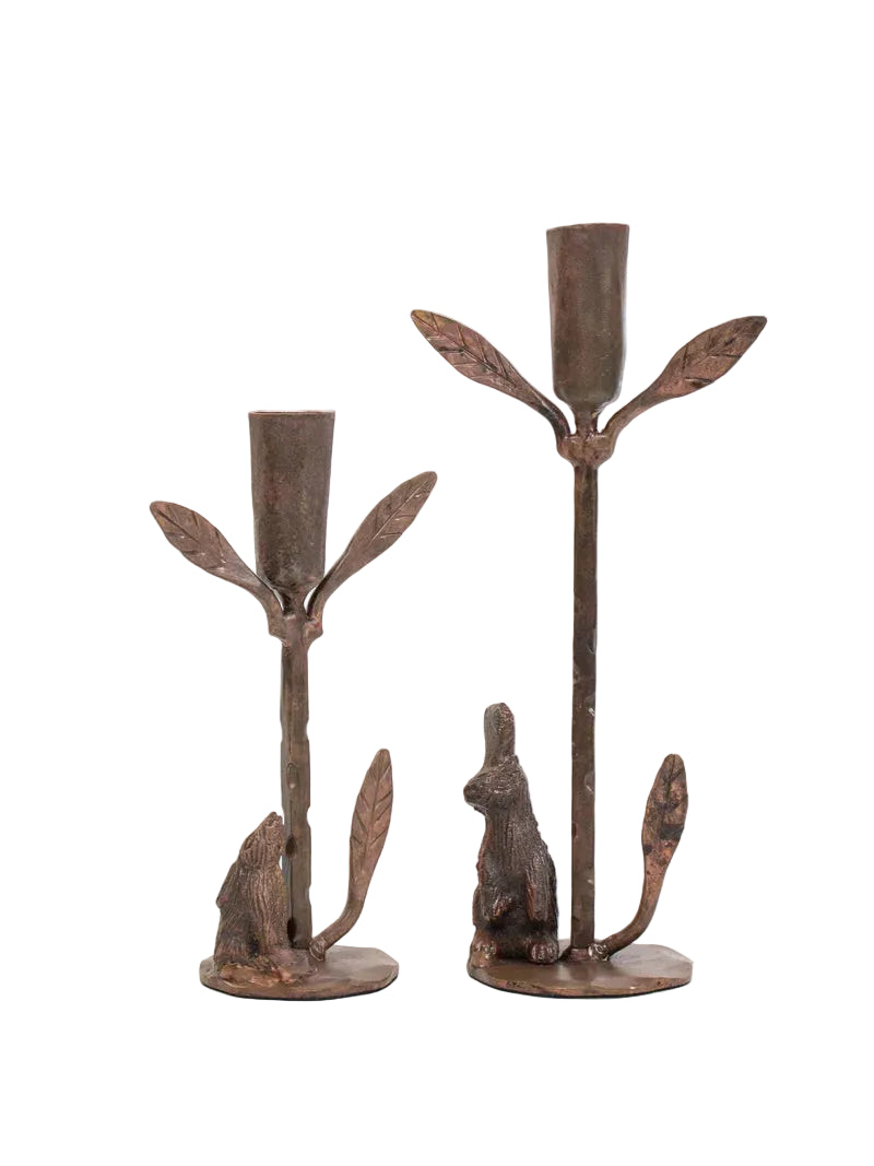 Rabbit & Leaf Candleholder - Small | French Country