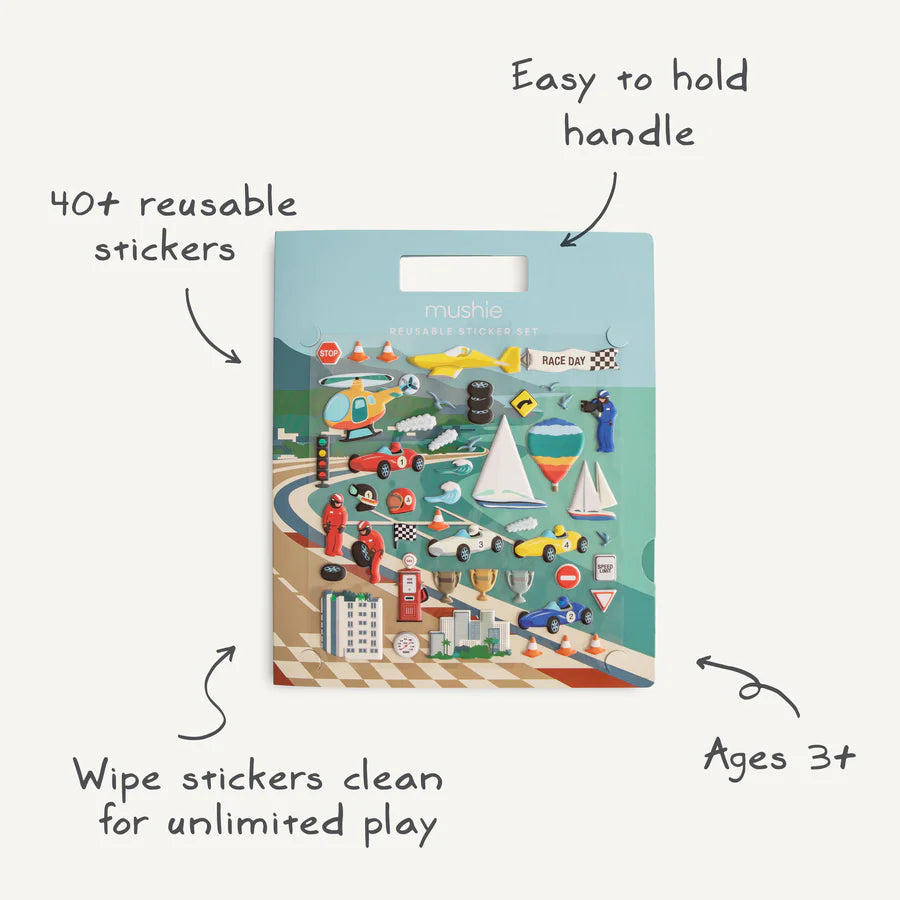 Reusable Sticker Set - Race Cars | Mushie