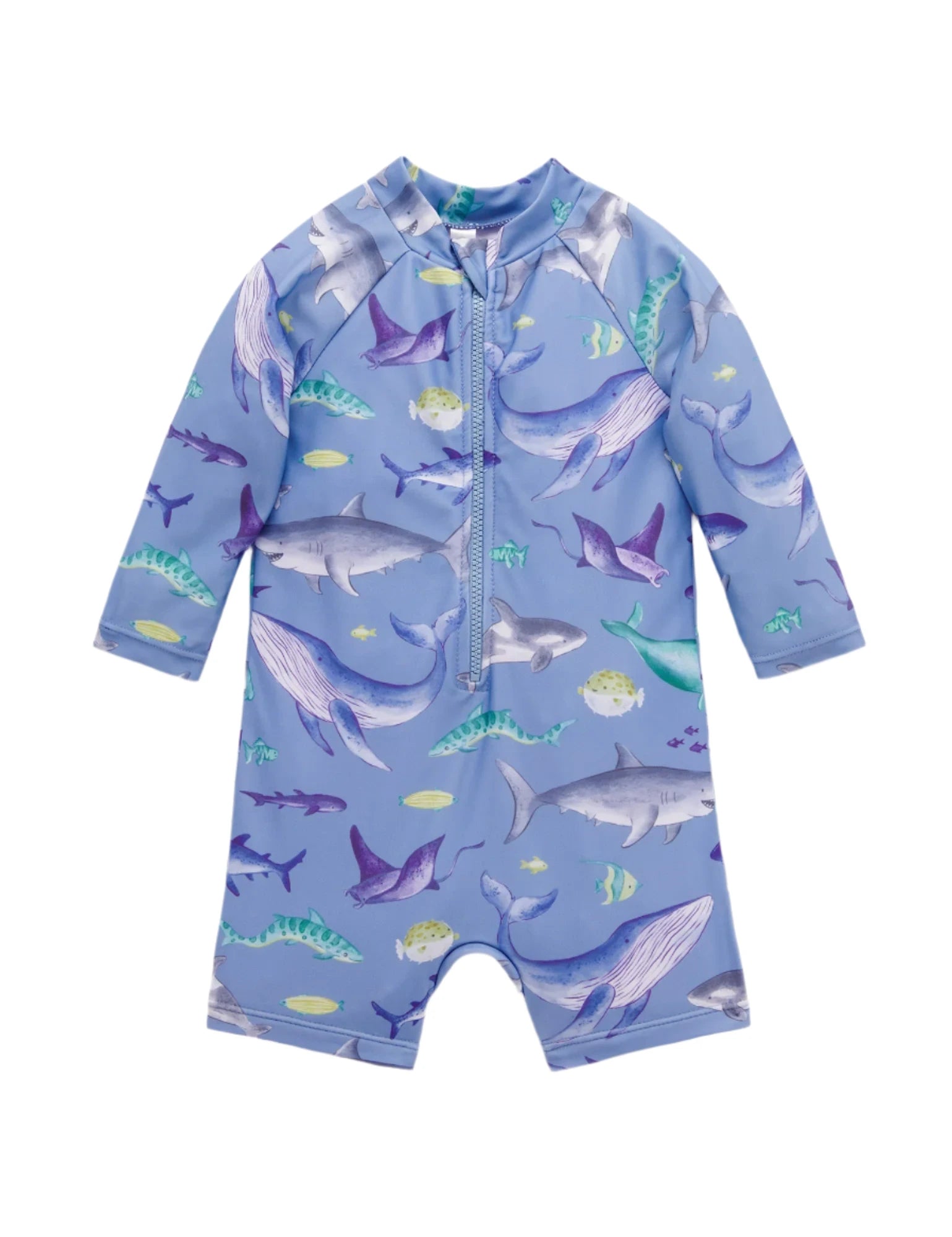 Long Sleeve Rashie Sunsuit Shark | Purebaby