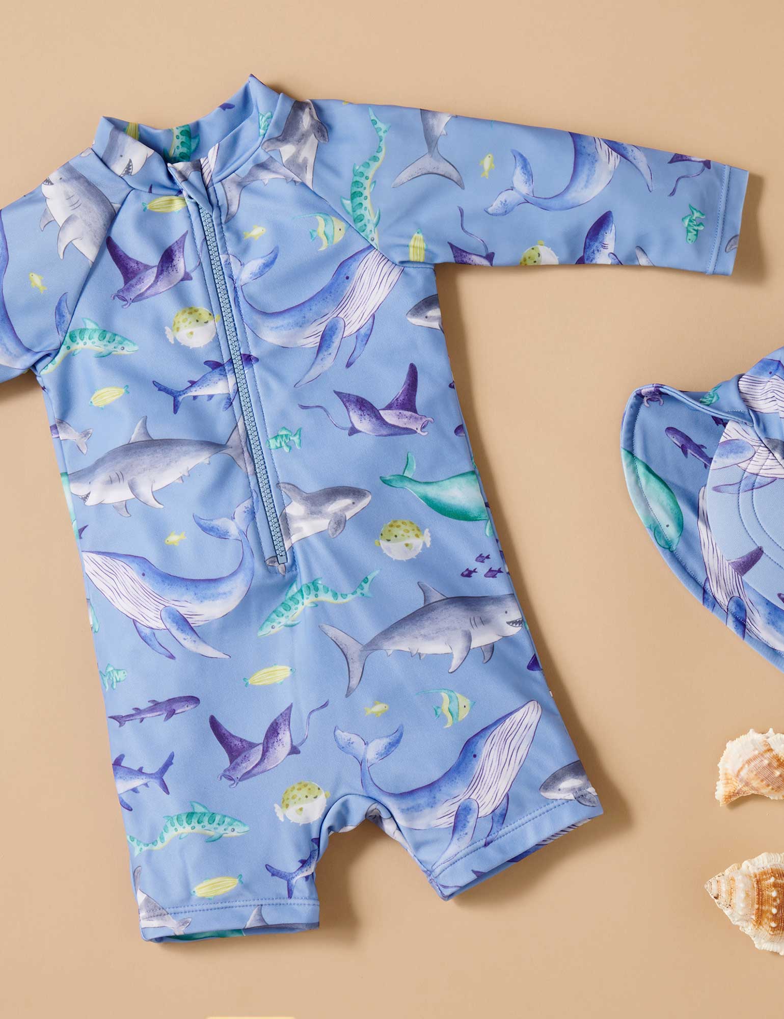 Long Sleeve Rashie Sunsuit Shark | Purebaby