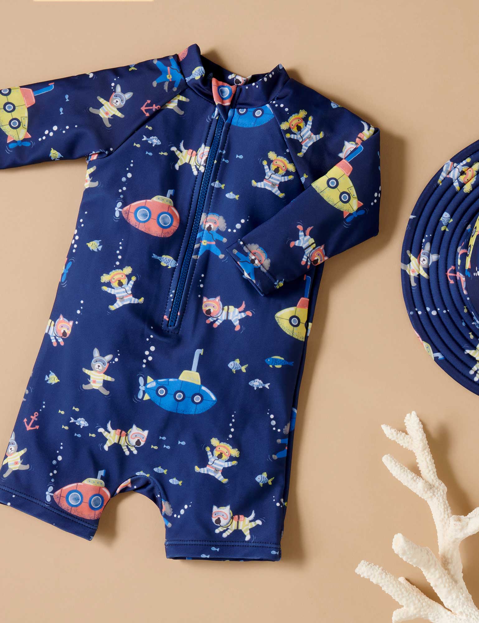 Long Sleeve Rashie Sunsuit Submarine | Purebaby