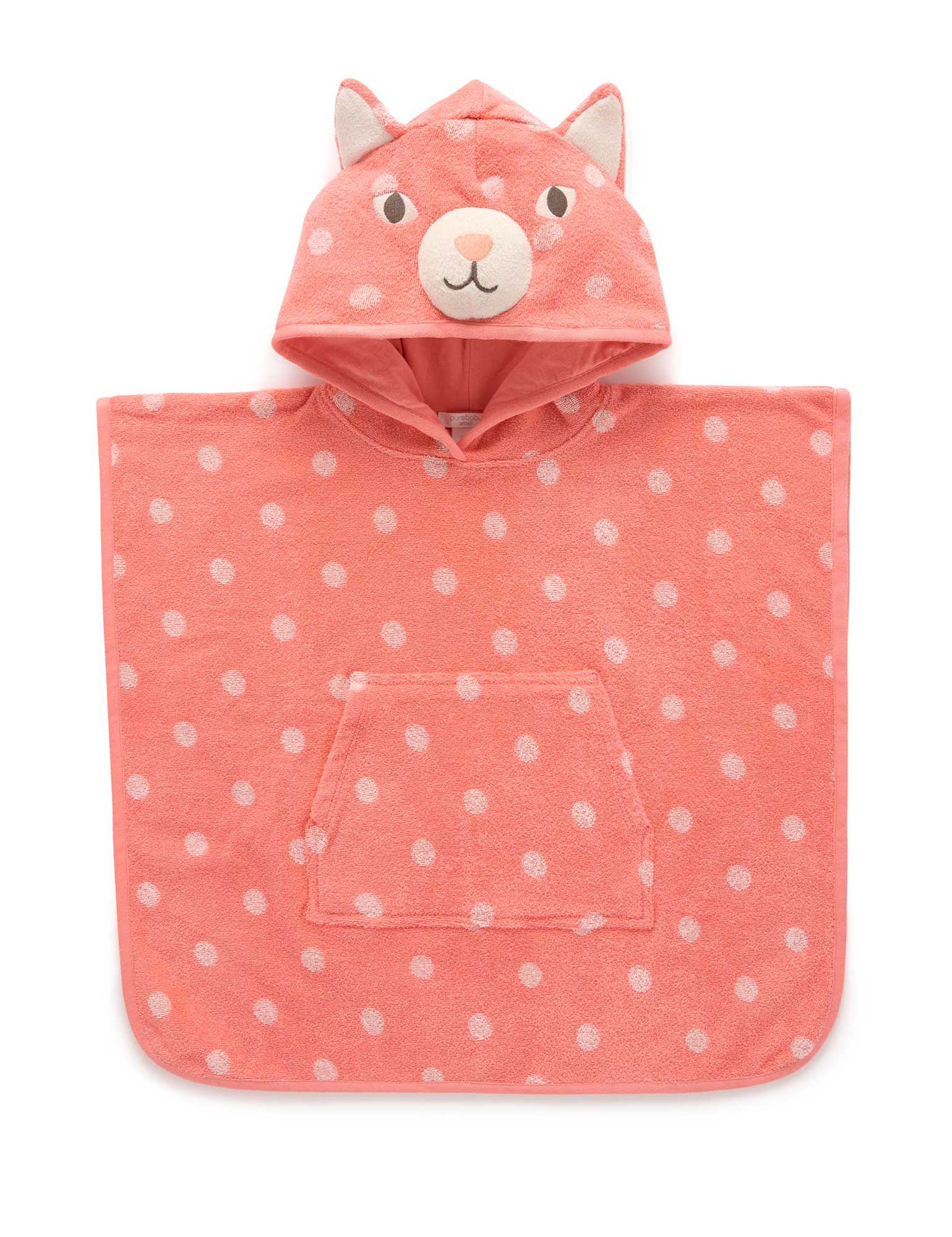 Hooded Animal Towel Coral Spot | Purebaby