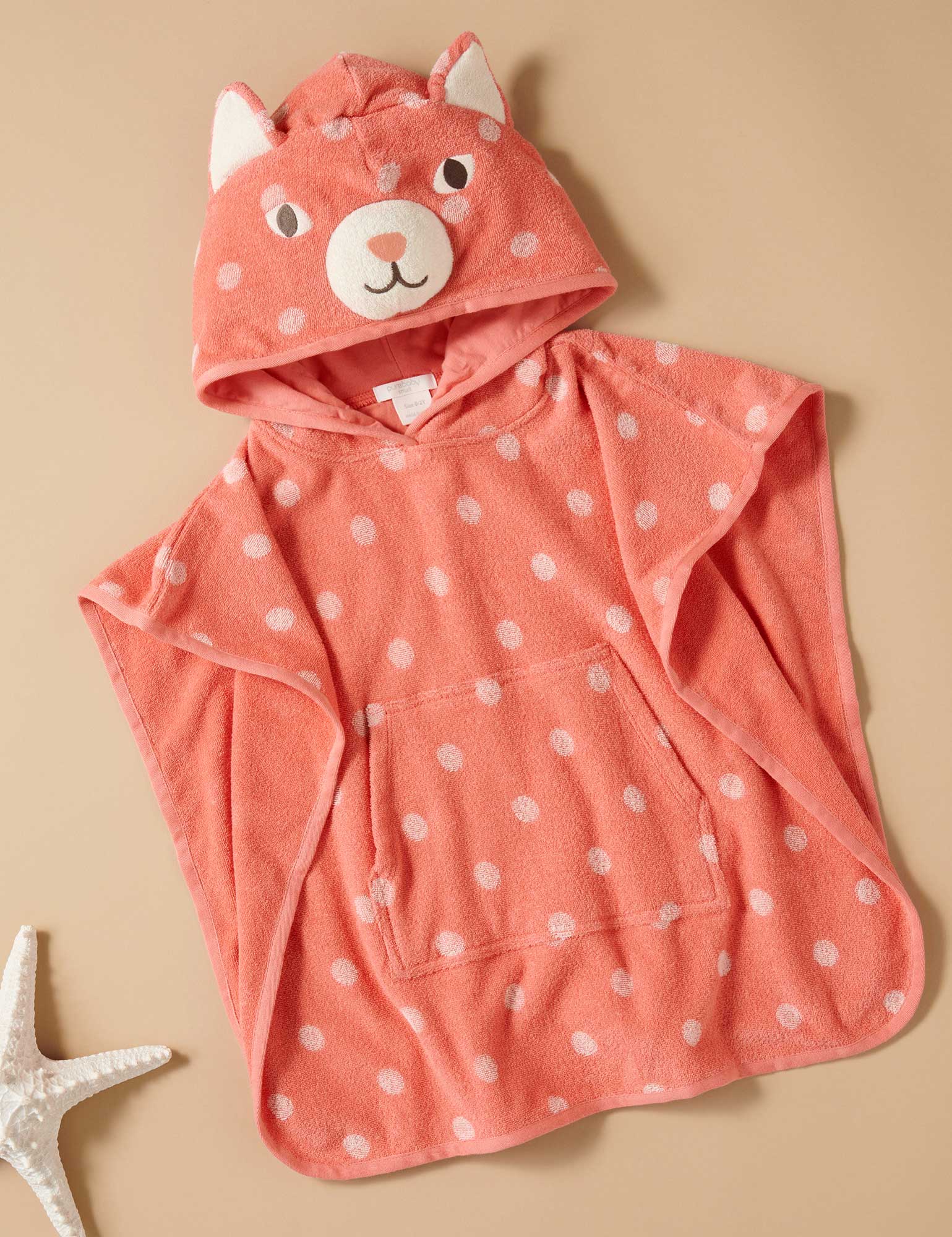 Hooded Animal Towel Coral Spot | Purebaby