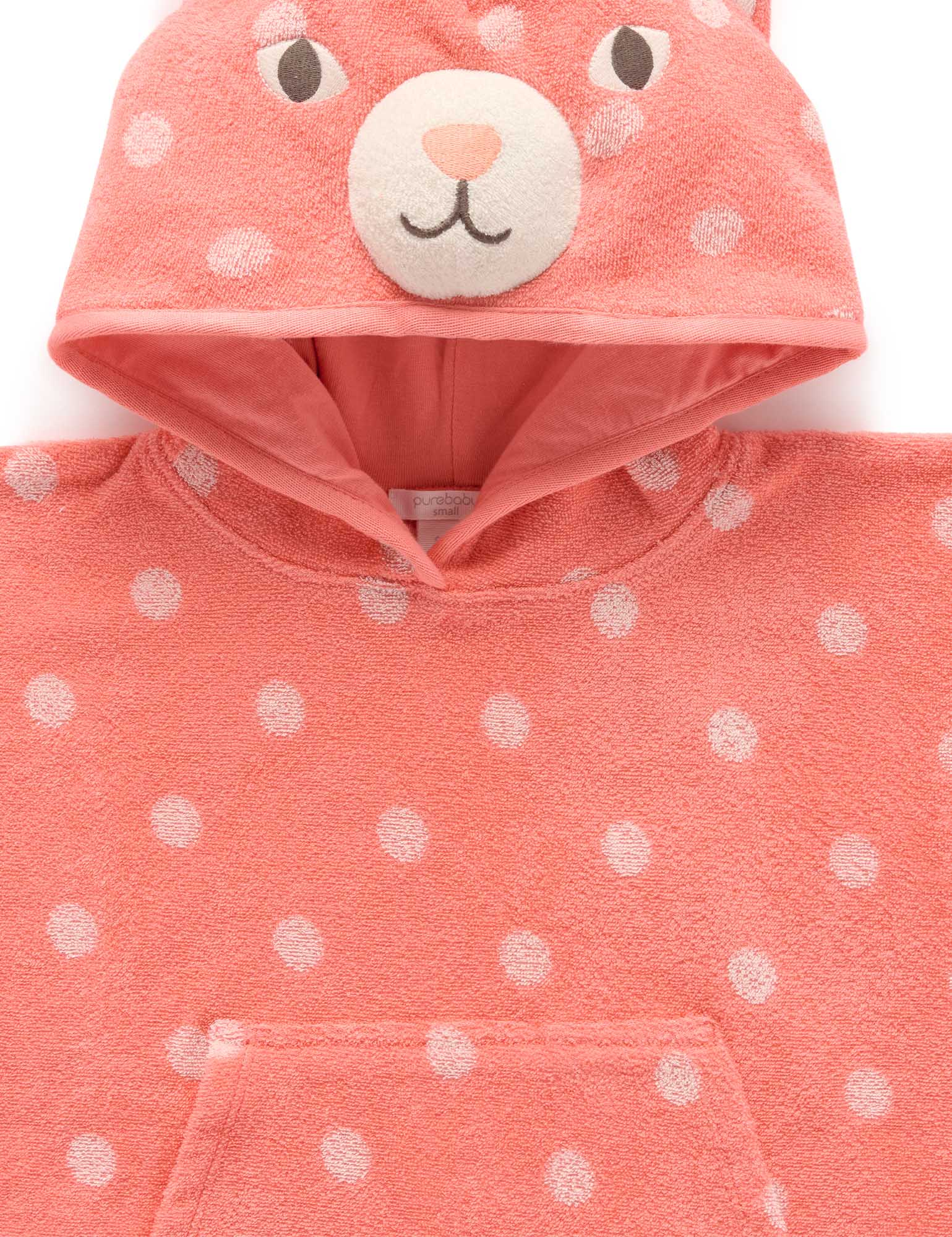 Hooded Animal Towel Coral Spot | Purebaby