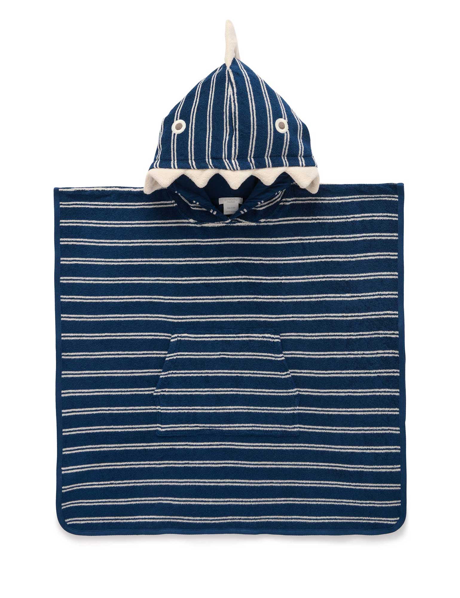 Hooded Animal Towel Marine Stripe | Purebaby