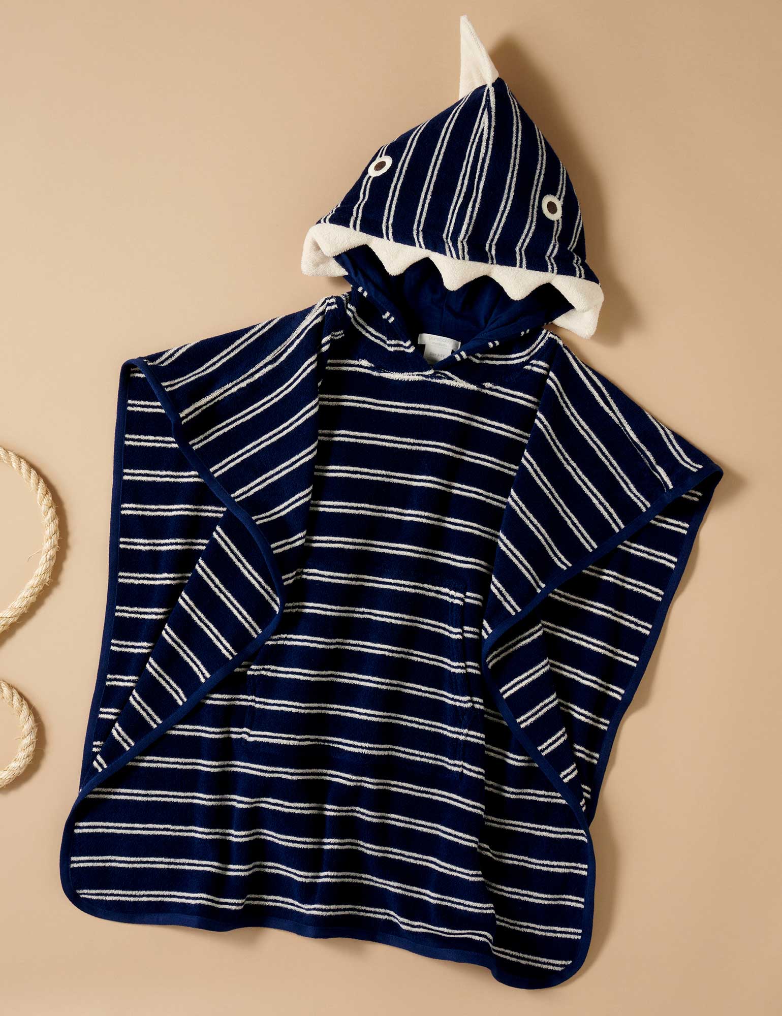 Hooded Animal Towel Marine Stripe | Purebaby