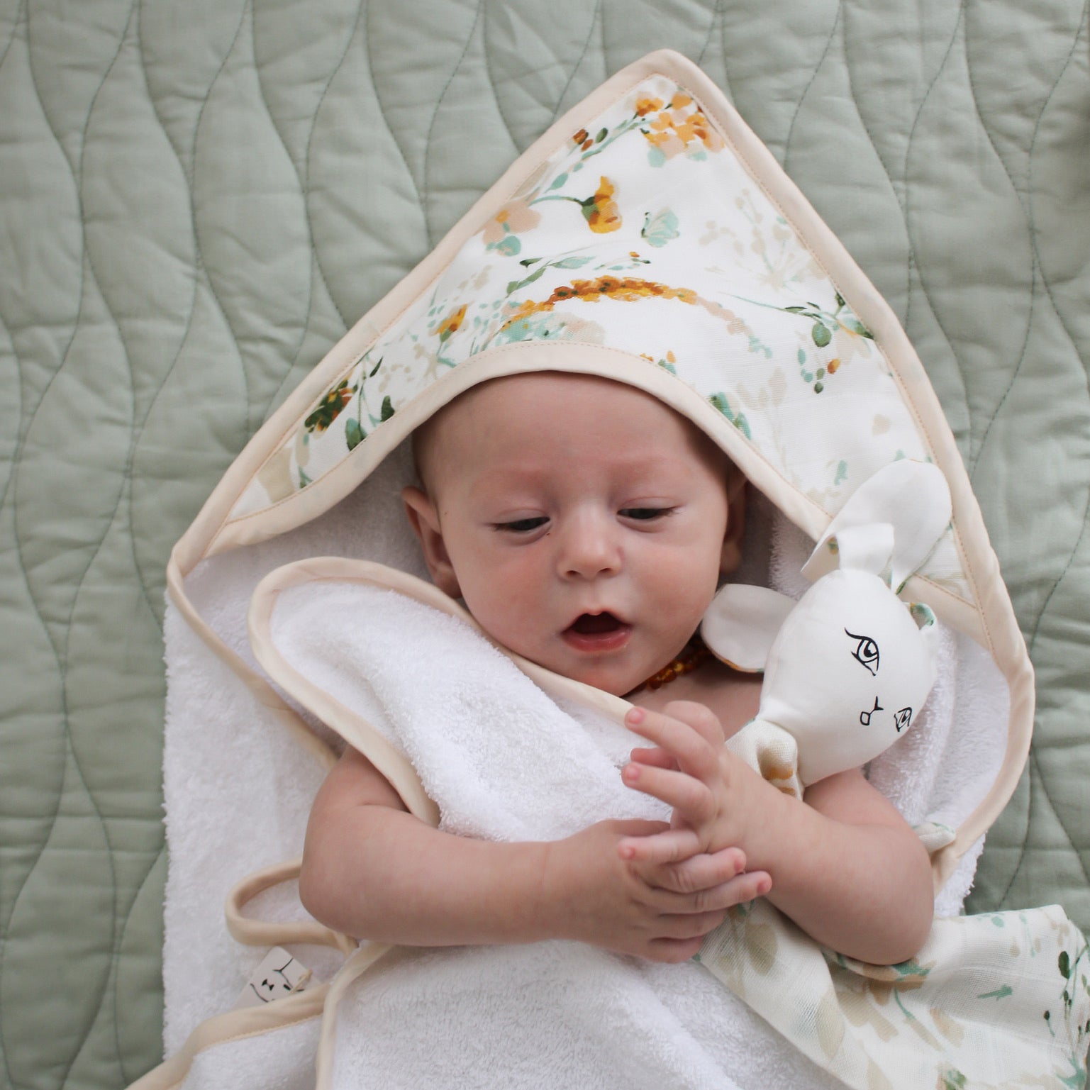 Spring Melody baby hooded towel | Burrow & Be
