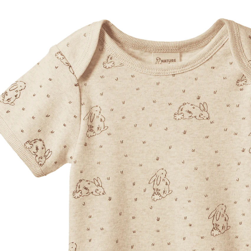 SHORT SLEEVE BODYSUIT - Bramble Burrow Print | Nature Baby
