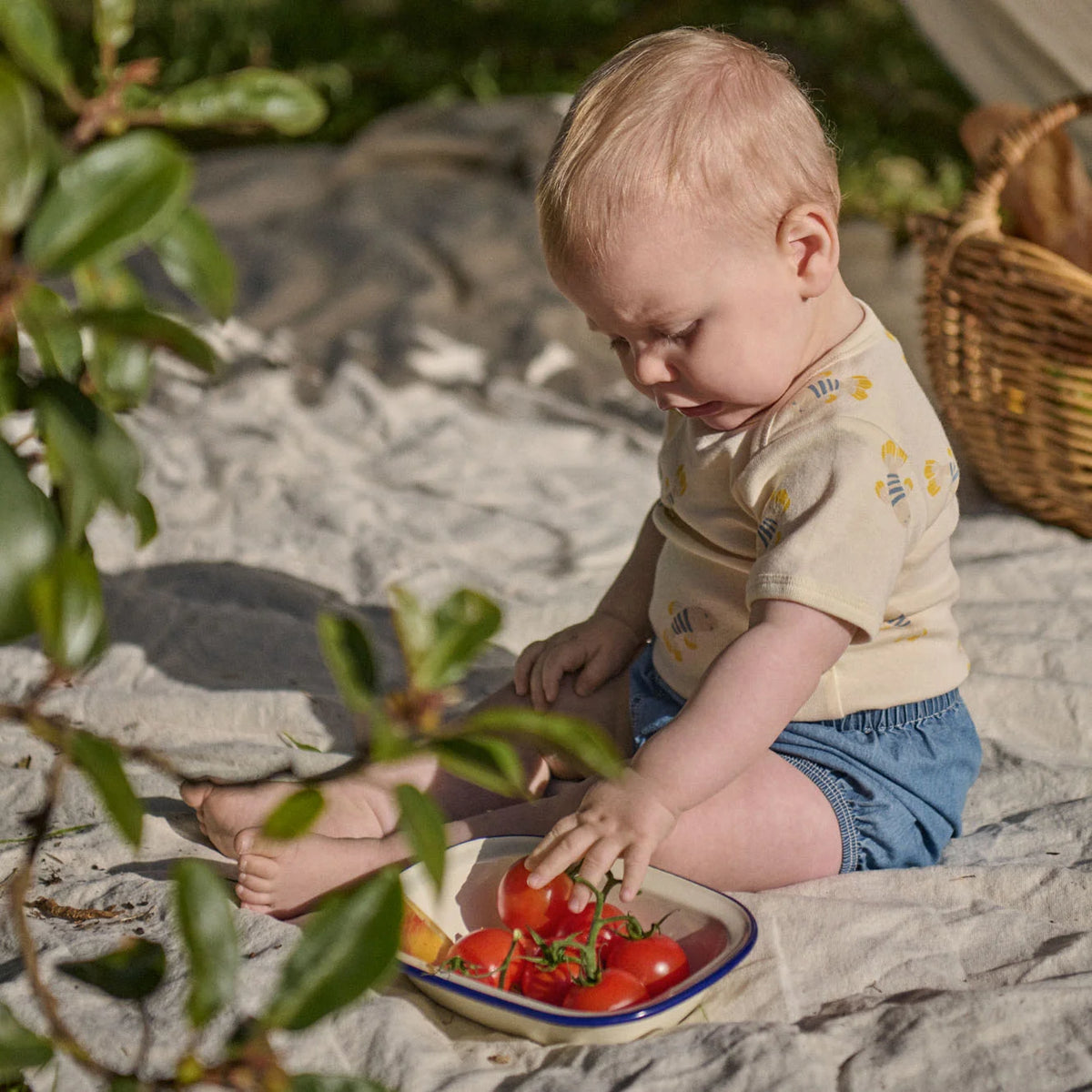 SHORT SLEEVE BODYSUIT - Fish Fable Print | Nature Baby