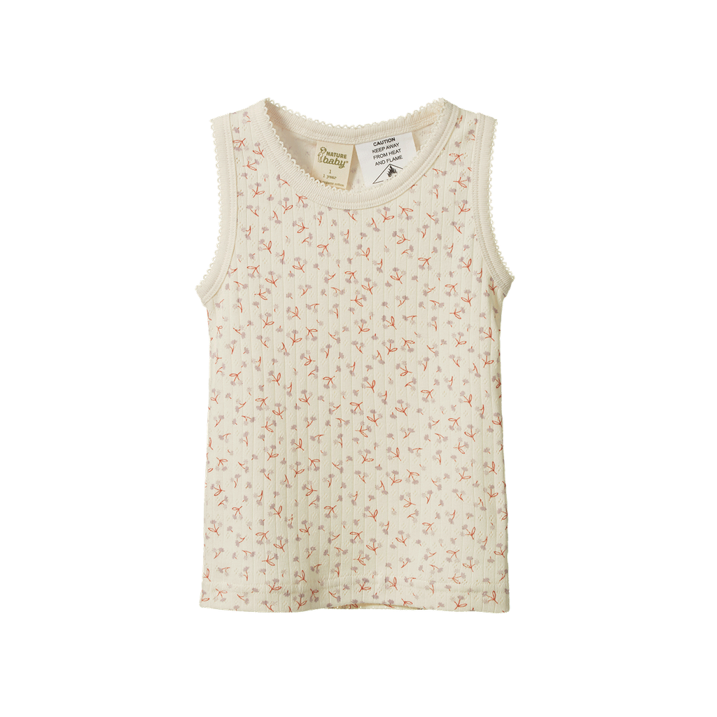 Singlet Pyjama Set Pointelle - Dandelion Print | Nature Baby
