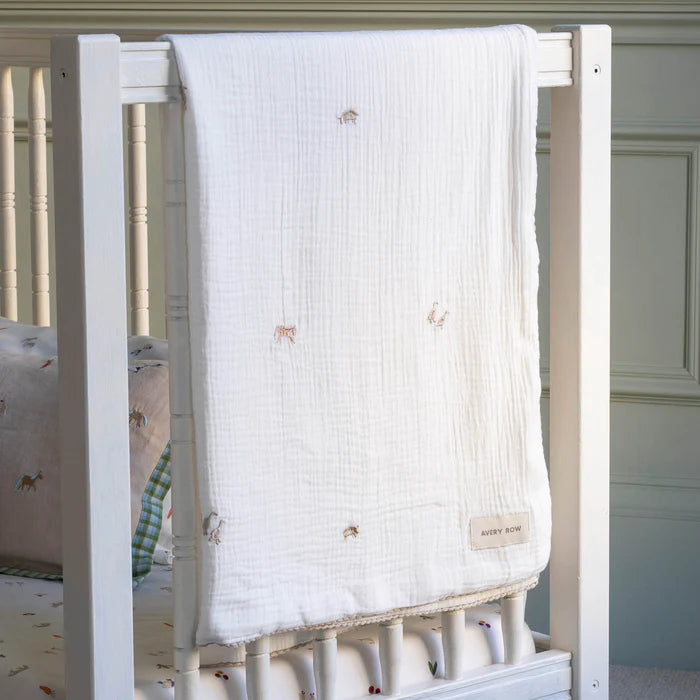 Embroidered Muslin Blanket | Avery Row