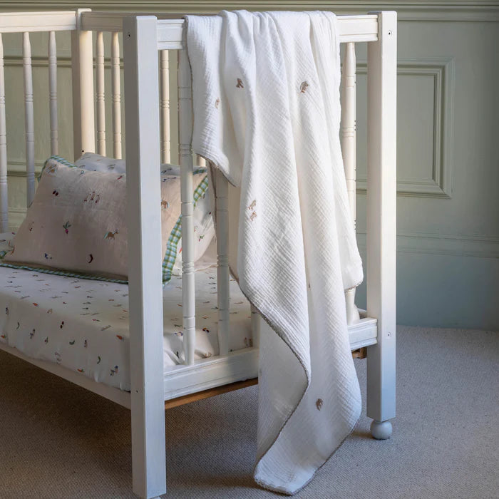 Embroidered Muslin Blanket | Avery Row
