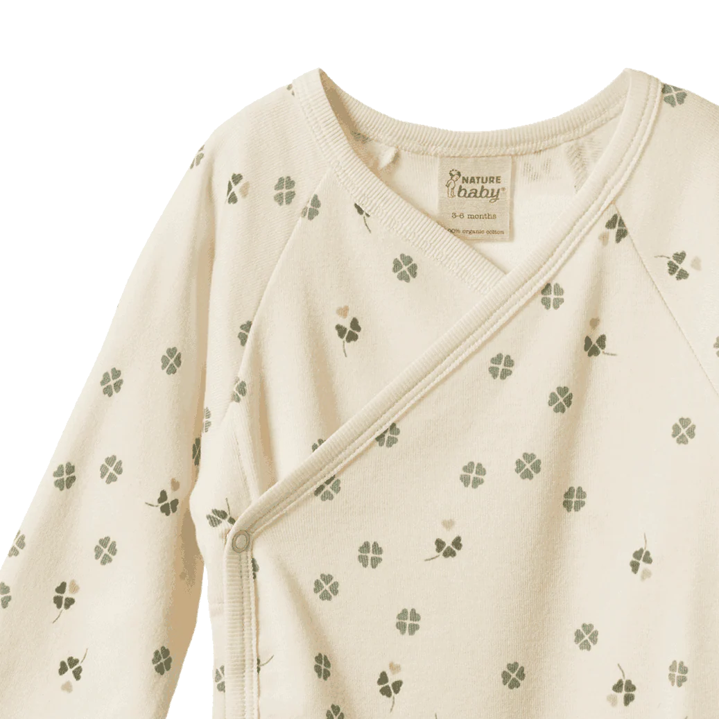 LONG SLEEVE KIMONO BODYSUIT - Lucky Print | Nature Baby