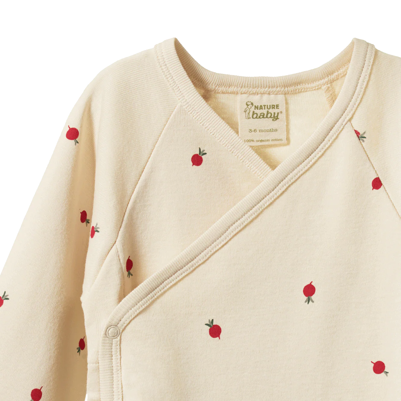 Long Sleeve KIMONO BODYSUIT - Radish Print | Nature Baby