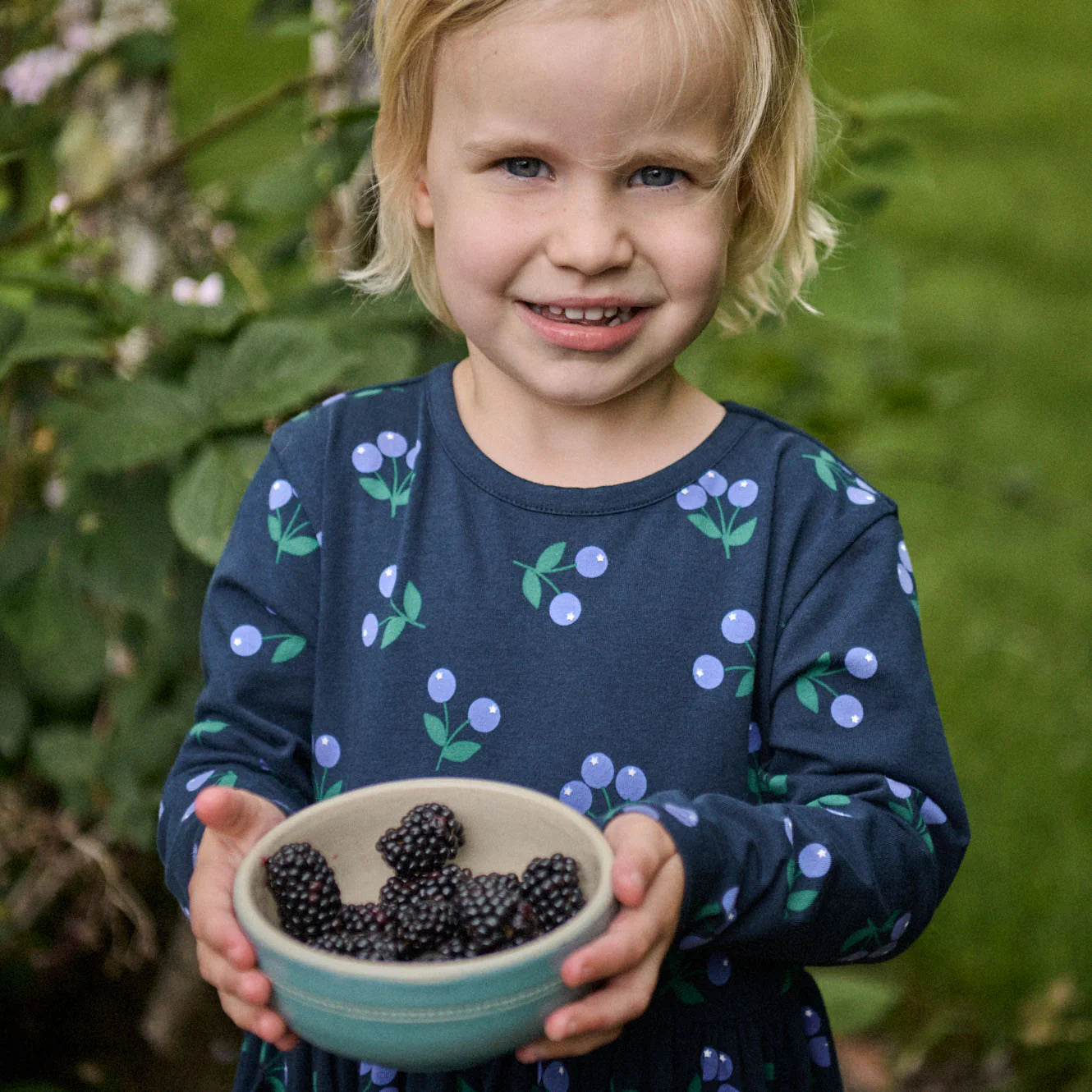 Long Sleeve TWIRL DRESS - Winter Berry Navy Print | Nature Baby