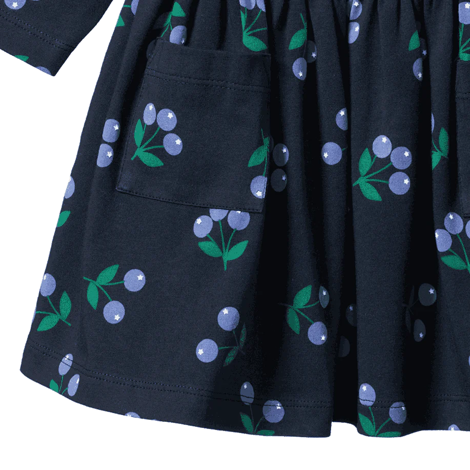 Long Sleeve TWIRL DRESS - Winter Berry Navy Print | Nature Baby