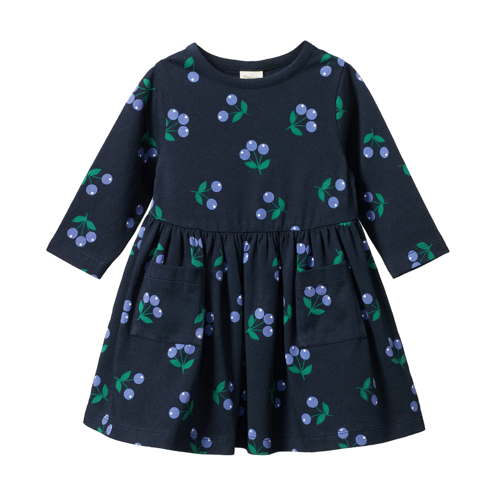 Long Sleeve TWIRL DRESS - Winter Berry Navy Print | Nature Baby