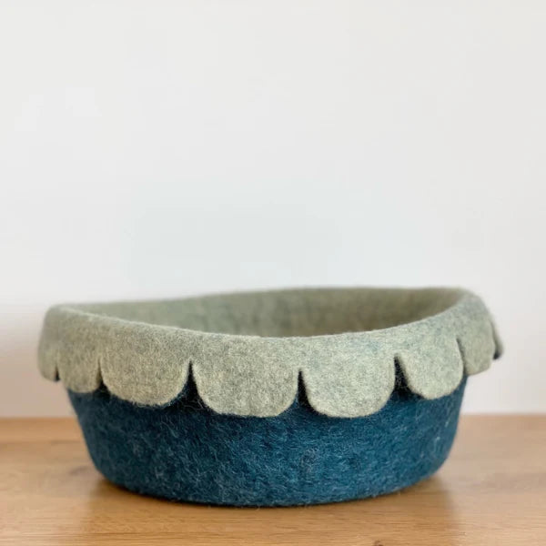 Scalloped Bowl - Deep Teal & Sage 25cm | SHEEP-ish