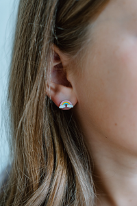 Rainbow Enamel Studs - Silver | Silver Linings Collective