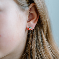 Cherry Enamel Studs - Silver | Silver Linings Collective