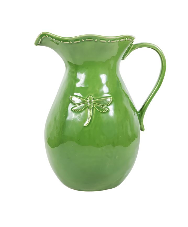 Dragonfly Stoneware Green Jug Large | French Country