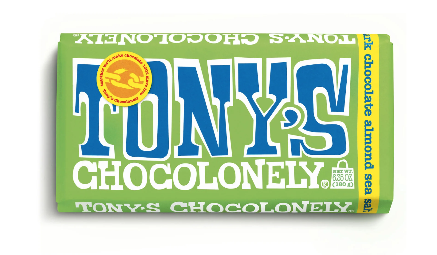 Tony's Chocolonely 51% Dark Chocolate Almond Sea Salt 180g bar | Tony's Chocolonely