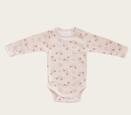 Organic Cotton Long Sleeve Bodysuit - Sweet Pea Floral | Jamie Kay
