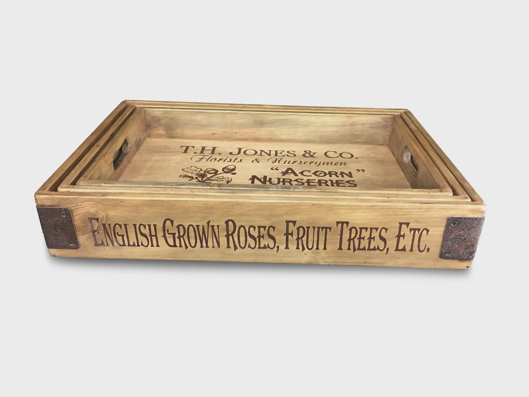 Wooden Tray with Steel Corners | Blue Goose Imports
